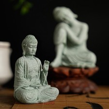 Relaxdays Statua del Buddha Seduto, Figura da Giardino Alta 17,5 cm, Resistente alle Intemperie, Poliresina, Bianco