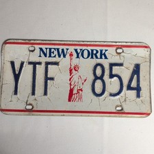 New York YTF 854 License Plate Statue of Liberty Collectible