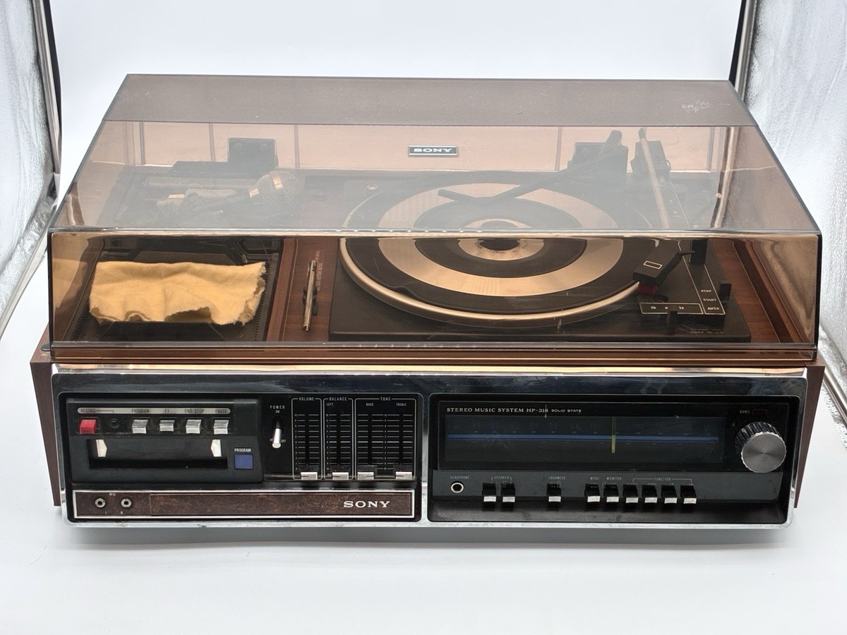 Sony HP-318 Stereo Music System Turntable 8 Track Receiver Tested