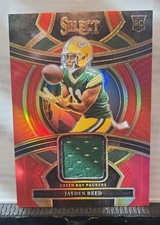 2023 Panini Select - Rookie Swatches Jayden Reed #RSW-JRE Red Prizm (MEM, RC)