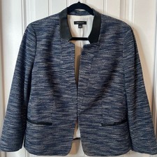 Ann Taylor Women's Navy and Black Lined Blazer. Size 14.