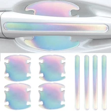 8Pcs 3D Illusion-Colour Car Door Handle Cup Protector Laser Bowl Protection Film