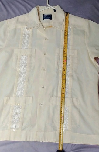 Vtg Guayabera Cuban Hawaiin Bowling Button Down Shirt Embroidery Knife Pleats - Picture 13 of 15