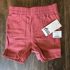 Nwt The Tea Collection Red Comfy Shorts For Baby 9-12 Months
