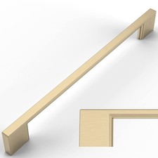 Amerdeco 10 Pack Brushed Brass Cabinet Pulls 7.5 Inch 192MM Hole Centers