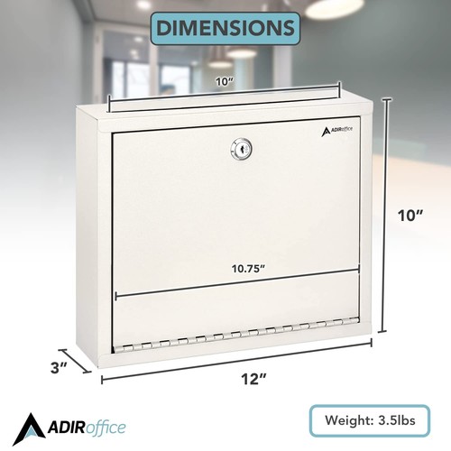 Adir Metal Suggestion Box with Lock and Slot, Wall Mount Deposit Box for Paym... - Picture 5 of 9