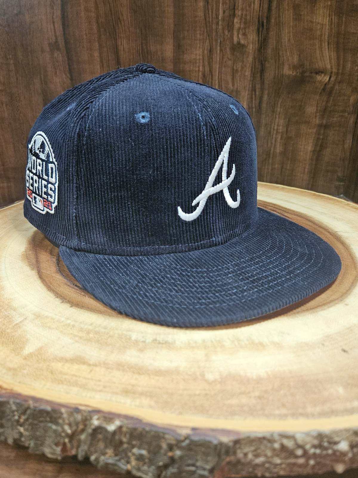 Atlanta Braves 2021 World Series Patch Corduroy New Era 59Fifty Fitted Cap Size 7 5/8