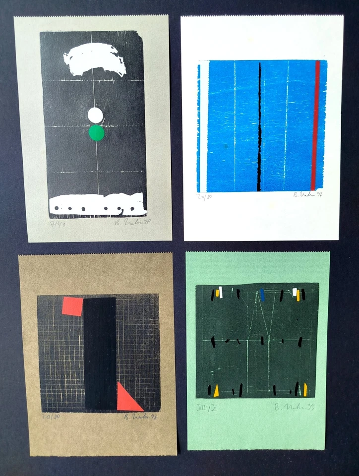 Bernd Hahn: 4x Grafiken / signiert / Kunst aus Dresden