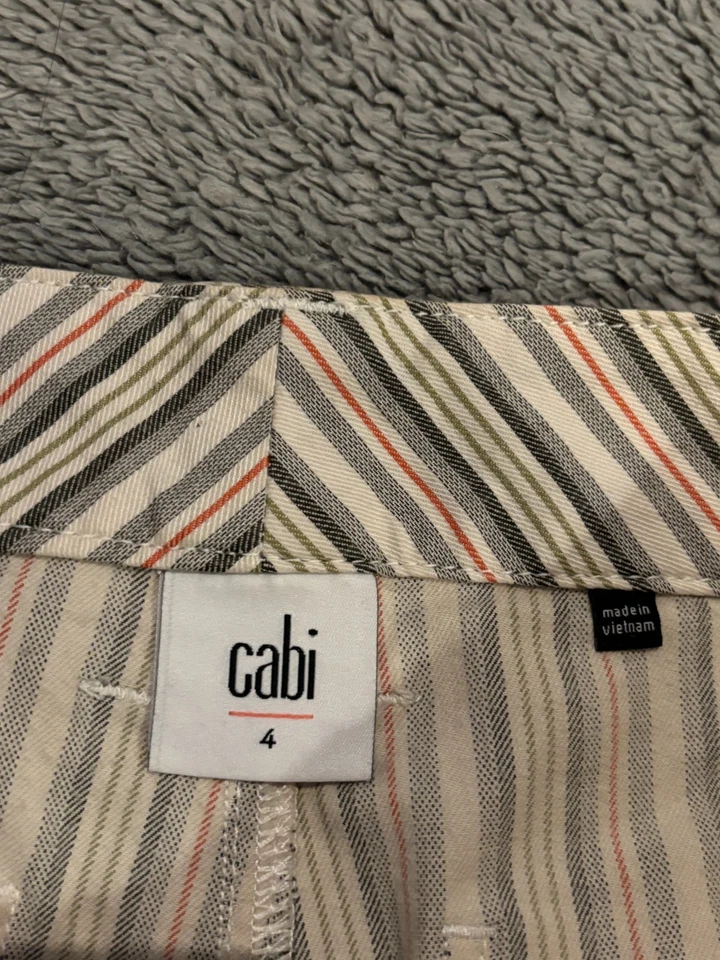 Cabi Striped Convertible Trouser Chino Pants #5870 Womens Size 4 Wide Leg Foto 4 de 4