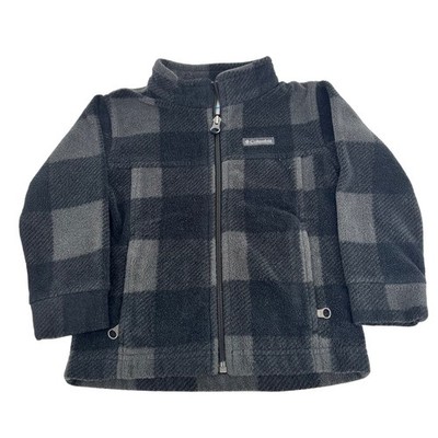 Columbia Toddler Boys Gray Buffalo Plaid Full Zip Fleece Jacket 3T