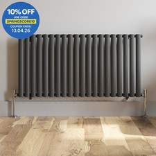 Anthracite Designer Radiator Horizontal Oval Column Single Panel Rad 600x1200mm