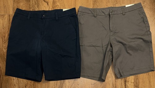 Lot of 2 pr Ladies’ Happy Camper Bermuda Shorts sz 14 Navy & Gray 10” inseam NWT