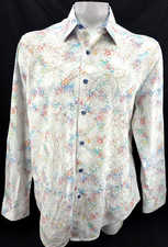 Robert Graham White Dots Long Sleeve Collared Button Up Dress Shirt Men's 2XL