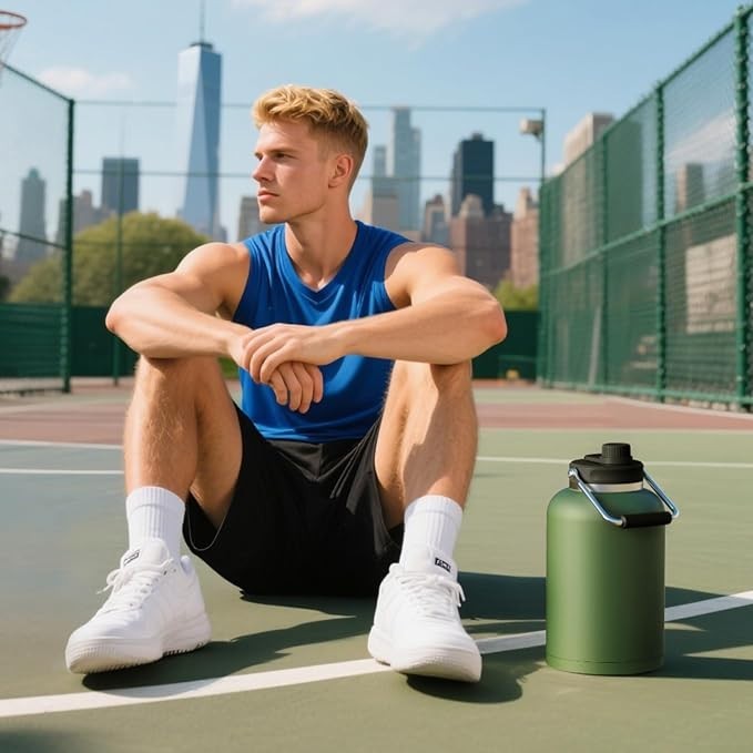 Zenbo One Gallon/128 oz Jug, Straw, Double Wall Leak Proof Keeps Hot / Cold