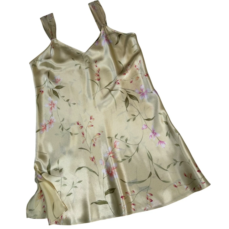 Mini Vestido Sin Mangas De Colección Oscar de la Renta S Amarillo Floral Satinado Etiqueta Rosa Hada Foto 4 de 4