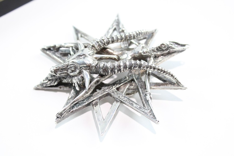 HR Giger Sterling Silver Pendant Occult Pentagram Statement Baphomet ...