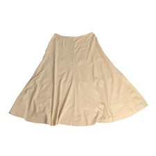 Vintage Lauren Ralph Lauren Women's Beige Silk Blend A-Line Midi Skirt Size 10