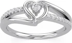 VVS 925 Sterling Silver Moissanite Heart Ring Size 7 Bypass Promise Wedding Band