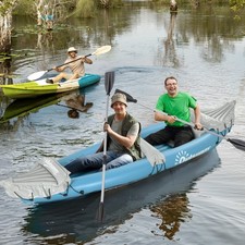 Inflatable Kayak Two-Person Inflatable Boat w/ Air Pump, Aluminium Oars, Blue