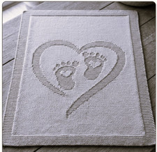 Knitting Pattern copy delightful shadow knitting feet hearts baby blanket #255a