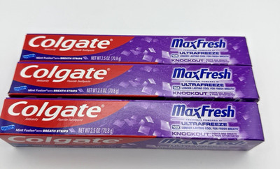 3 x NEW Colgate MaxFresh toothpaste knockout mint fusion ultrafreeze 2.5 oz ea