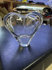 Clear Crystal Heart Bud Vase 24% PBO Hand Made Brazil Glass 