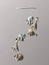 Restoration Hardware Baby Child Chambray Animal Mobile Elephant Lion Giraffe