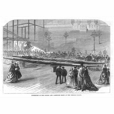Oxford & Cambridge Boat Race Exhibition at Crystal Palace - Antique Print 1869