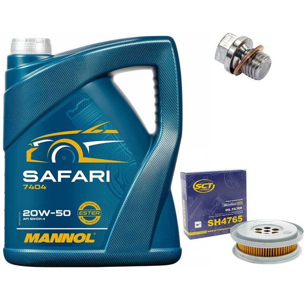 MotoröL Set 20W-50 5 Liter + ÖLfilter + ÖLablassschraube FüR Mercedes 190 T1 Bus-image