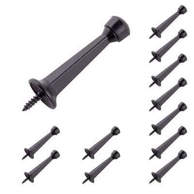 12-Pack Heavy Duty Solid Rigid Door Stop - 3'' Door Stopper with Matte Black F...