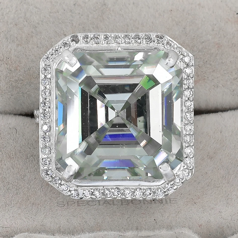 Enorme Anillo de Diamantes Gris Corte Asscher Certificado 26.20 Ct - Entrega Gratuita con Tarifa Foto 2 de 4