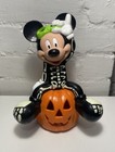 1999 Disney Mickey Mouse in Skeleton Costume Pumpkin, Light Up Halloween Decor