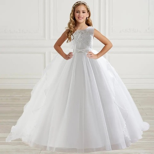 Kid Sequin Princess Girls Party Dresses Elegant Bridesmaid Birthday Wedding Gown - Picture 4 of 34