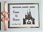 Disney castle with mickey and minnie wedding guest book, disney wedding gift