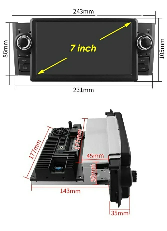 Autoradio Android per Fiat punto 2007-2012 Carplay Android Auto GPS Navi - Immagine 4 di 4