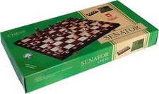 Wegiel - Brown Senator Wooden Chess Set - Weighted Chessmen 16" x 16"