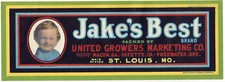 Original JAKE'S BEST fruit crate label United Growers Marketing Co Payette Idaho