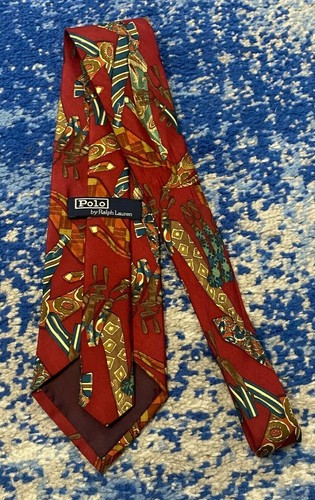 Corbata Polo Ralph Lauren Vintage Arcilla Floral Sesgo Rayas Brackets Suspendedores - Imagen 3 de 6