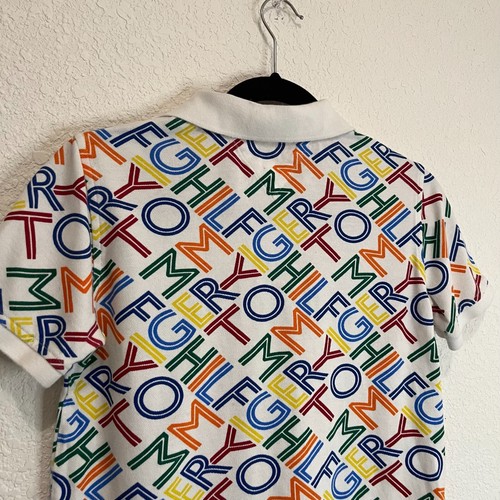 Tommy Hilfiger Spellout Logo Graphic Short Sleeve Polo Shirt Kids Youth Size L - Picture 8 of 9