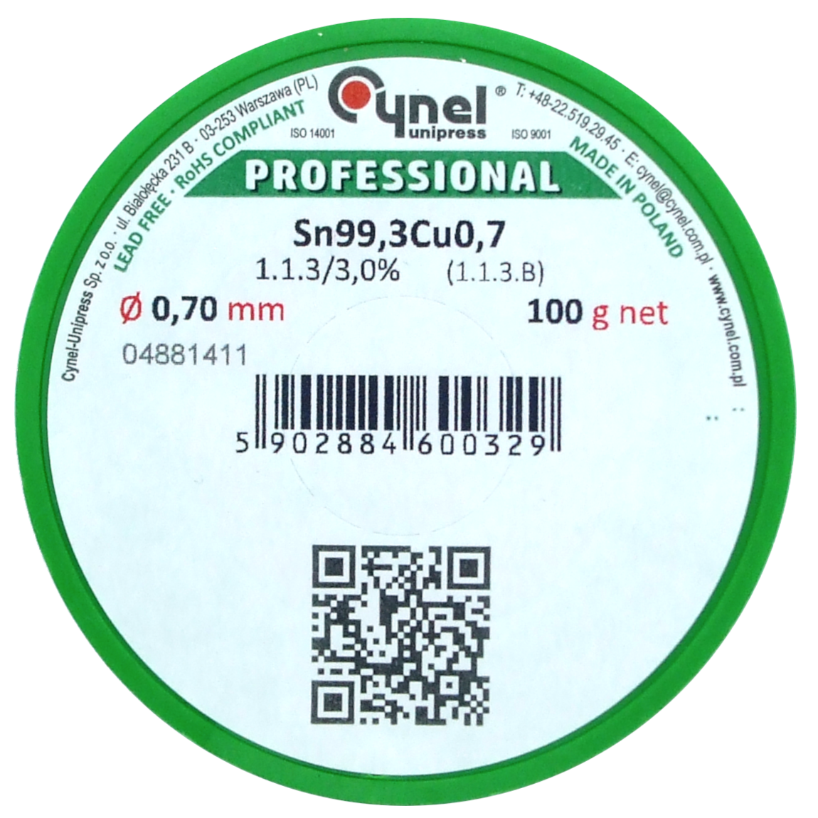 Lead Free Solder Wire Ø 0.25 / 0.38 / 0.5 / 0.7 / 1.0 / 1.5 / 2.0 / 3