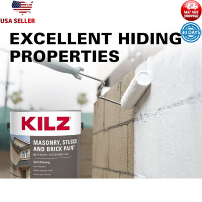 Self Priming Acrylic Latex Paint Mildew Resistant Water Repellent Masonry White