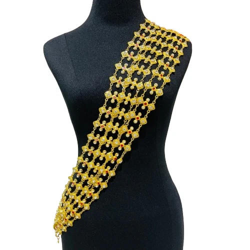 2 piezas. Joyería Vintage Tailandesa Grande Línea Sangwan Collar Estrás Decorado NUEVO Foto 2 de 4