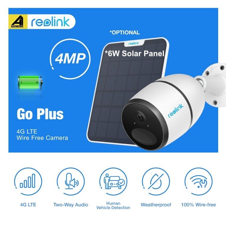 Reolink Go Plus 4G Network Security Camera 2K/4MP Outdoor Wireless Smart Detect
