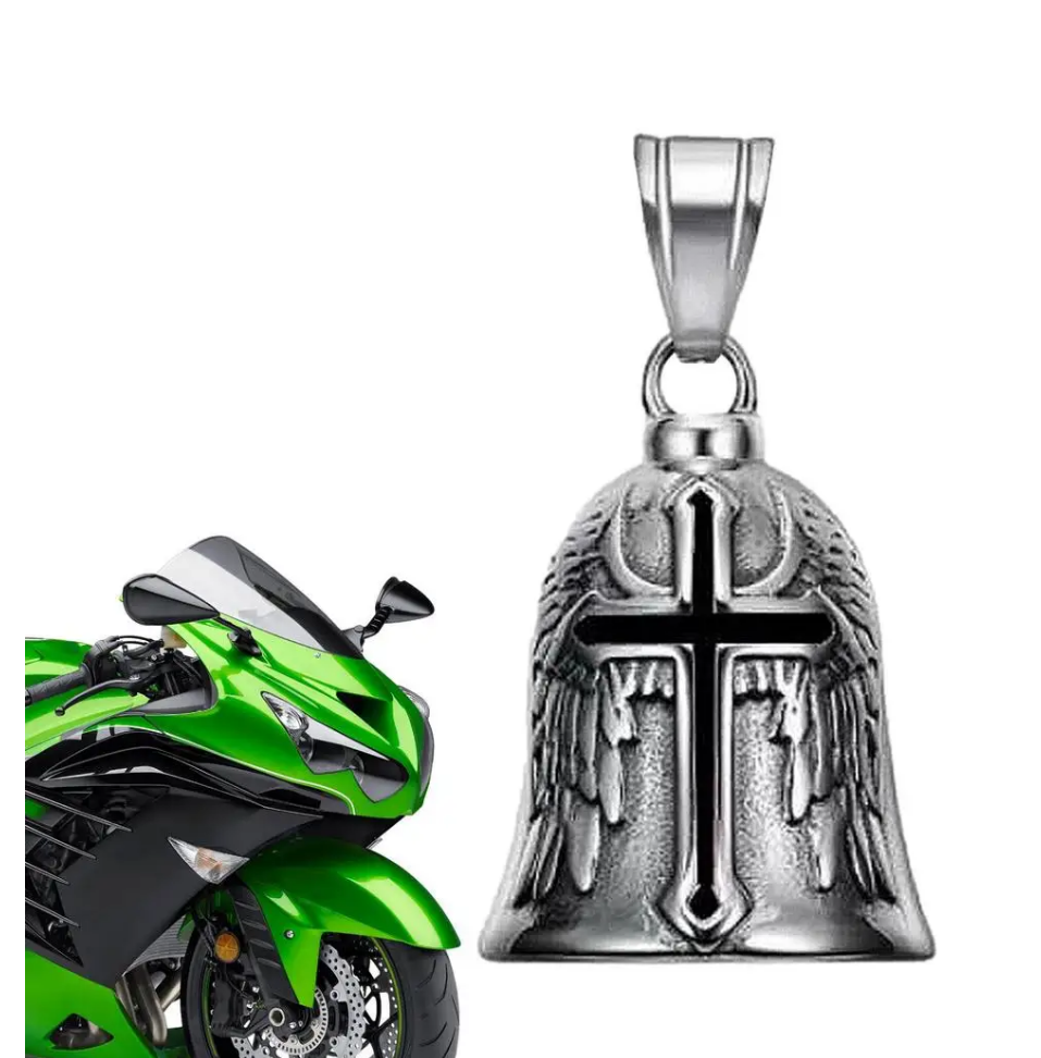 Guardian Bell Set 2 Stück - Motorrad Glöckchen Schutzengel Schwarz Kreuz