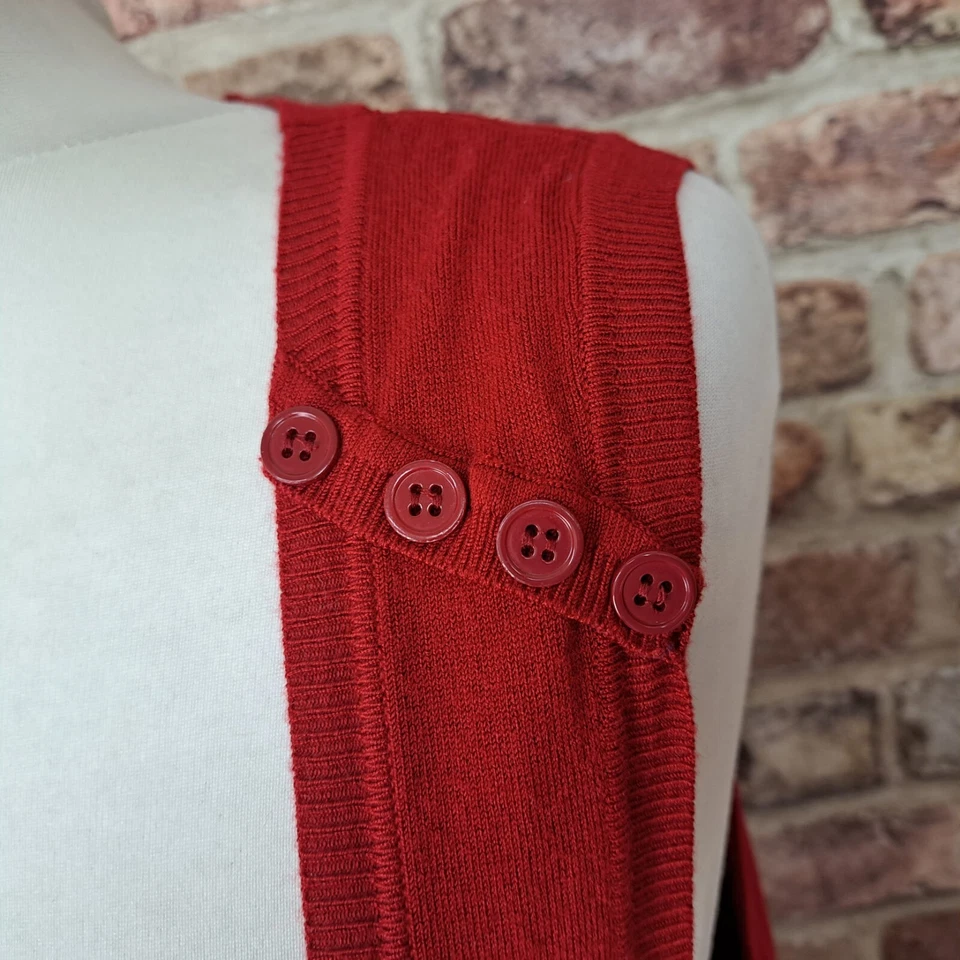 Chaleco largo alto Sally Jumper sin mangas rojo escarlata para mujer tejido grande Foto 3 de 4