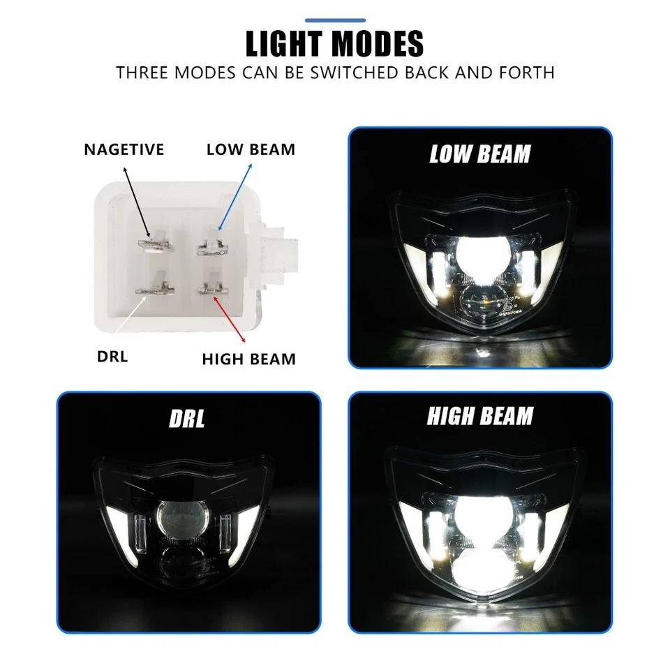 Conjunto de faros LED con haz alto/bajo DRL para Yamaha 2013-2023 YZ-85 / YZ-125 Foto 3 de 4