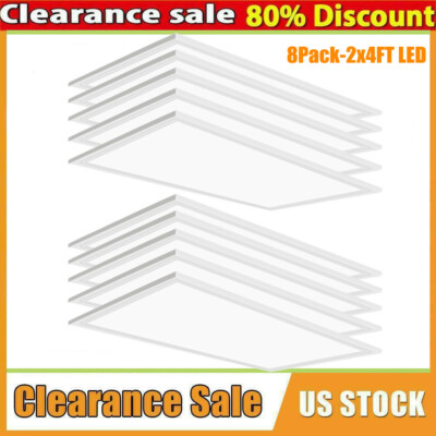 8Pcs 2x4Ft LED Panel Light Drop Ceiling Flat 75W 5000K Recessed Troffer Fixture