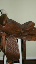 16" Brown Hand Tooled Western Silver Show Saddle Design (10-0042 Antic)