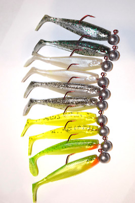 Gunki Set 7,5 cm G-Bump 10Stk montiert am 10g VMC Jig montiert sofort einsetzbar
