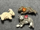 Ty Beanie Baby Babies Cats & Rabbit lot of 3 Freckles Purr Nibbler VTG 1996-2000